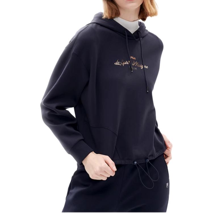 FILA Printed Sports Knit Hooded Pullover Sweatshirt Women sweatshirts Legendary-Blue F11W217201F-NV