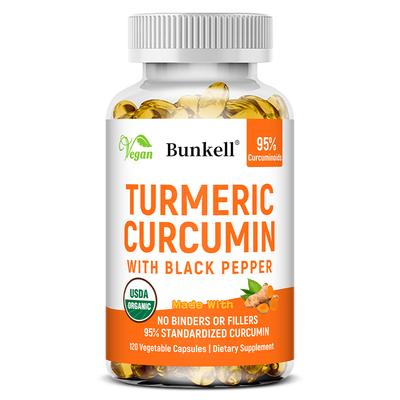Turmeric Curcumin Dietary Supplement, With Black Pepper, 120 Vegetable Capsules Per Bottle
