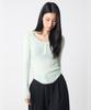UNKNOWN PLANET Basic Round Button Knit Top Mint