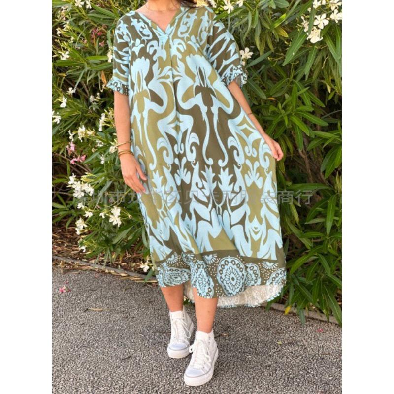 JPNTKYYWomen's Fashion Summer Spring Short Sleeve V-Neck Casual Dresses