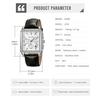 SKMEI Square Watch with Black Leather Stylish Luxury Silver Watch for Perfect for Gifts Men's Strap, Chronograph, Waterproof, Analog, Business/Casual,