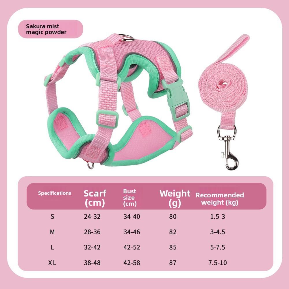 Pet Collar Harness Small Dog Cat Cotton With Flower Pattern For Outdoor Activities
