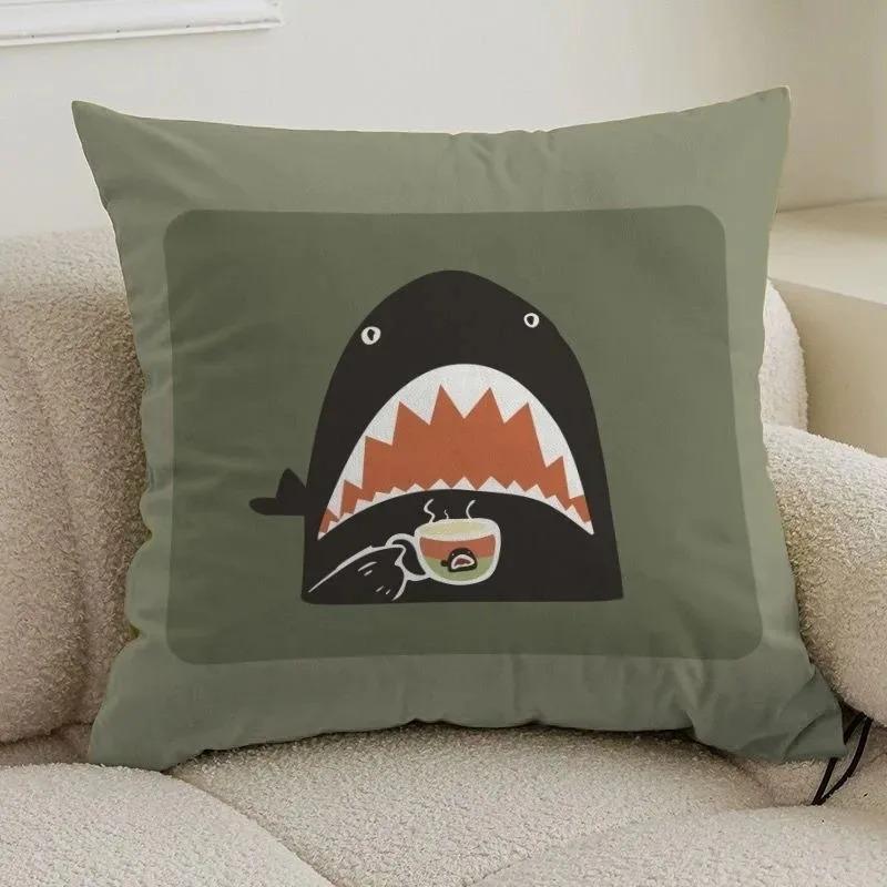 Cartoon Animal Pillowcase Cushion Cover Funny Black Little Cat Throw Pillow Case Couch Living Room Kids Bedroom Home Peach Skin