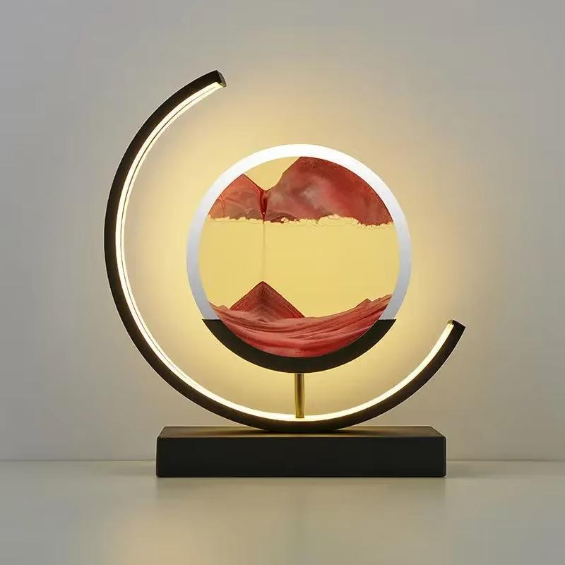 Sandscape Moving Sand Art Picture Table Lamp Quicksand 3D Dynamic Liquid Hourglass Flowing Sand Painting Bedroom Home Decor Gift