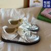 Niche lace training shoes women's new silver shoes ballet casual sports little white Forrest Gump board shoes