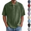 Relaxed-textured Shirt With Retro Collar, Breathable Men's Short-sleeve T-shirt