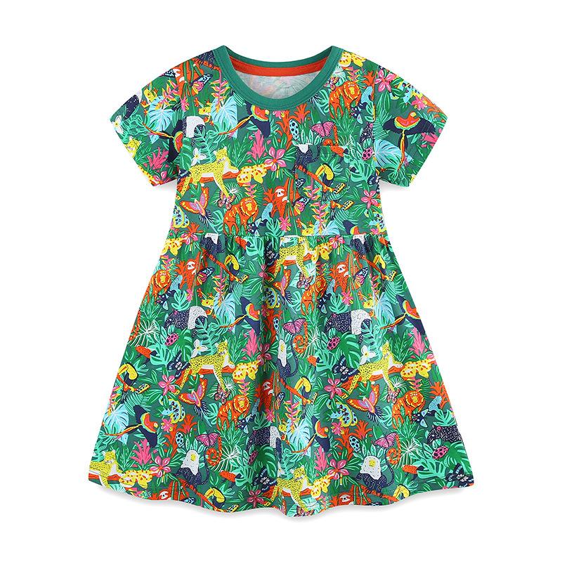 Girls Summer Short Sleeve Knit Cotton Dress Cute Princess 90