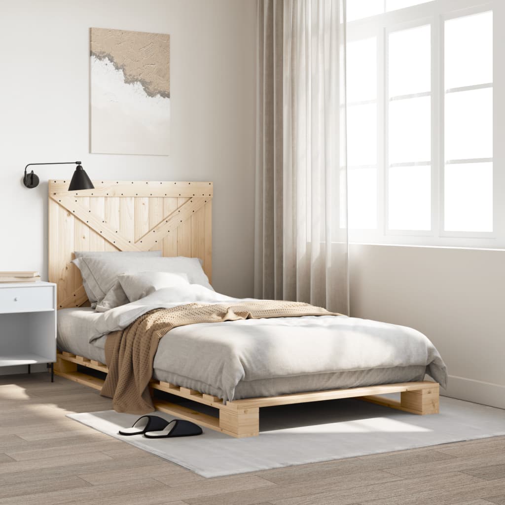 Solid Wood Bed with Headboard 100 x 200 cm Pine