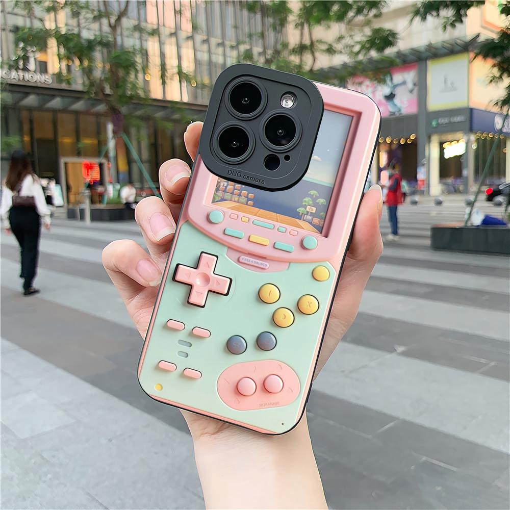 Pink Game Console Pattern TPU Phone Case Suitable for iPhone17 16 15 14 13 12 11Pro/Max/Plus Anti Drop and Shockproof Back Cover