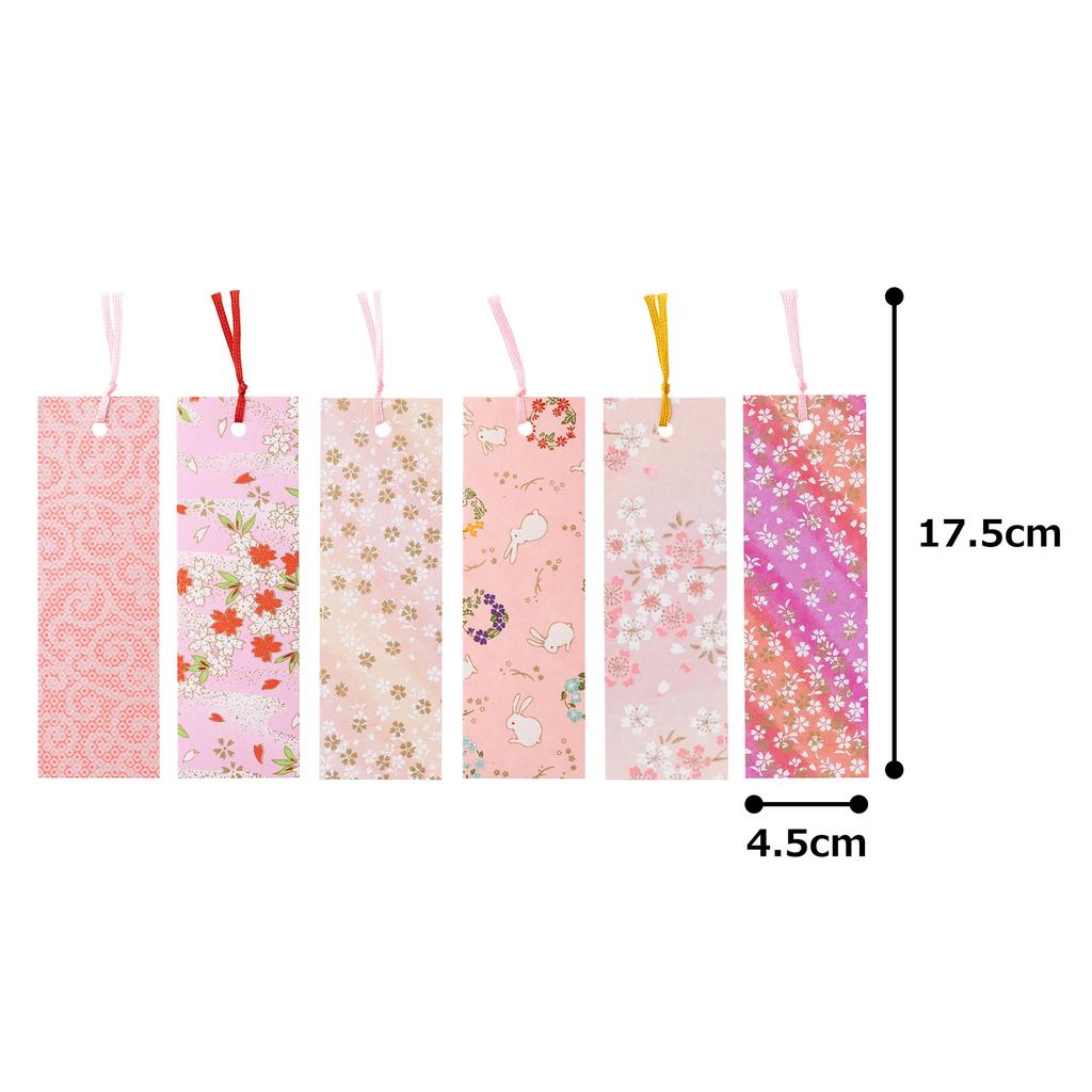 Kawasumi Washi Yuzen Washi Red Pink Flower 17 Sheets Stencil-Dyed Bookmarks, + + Kyo-Yuzen Butterfly,