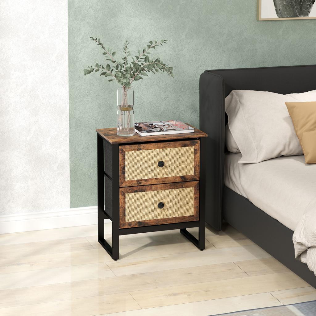 Industrial-Natural Bedside Table - Brown