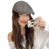 Retro Plaid Forward Hat Showing the Face Small Painter Hat Thin Breathable Literary and Versatile Beret Newsboy Hat Female