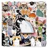 50 Cute Cat Cartoon Stickers for Notebook, Luggage, Car, and Scooter