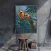 Vintage Animals and Plants Canvas Paintings Flowers Owl Birds Parrot Flamingo Wall Art Poster Pictures Print Living Room Decor
