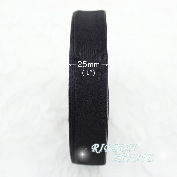 (50 Yards/Rolle) 1 ''(25 mm) schwarze Organzabänder Geschenkverpackung Dekobänder Großhandel