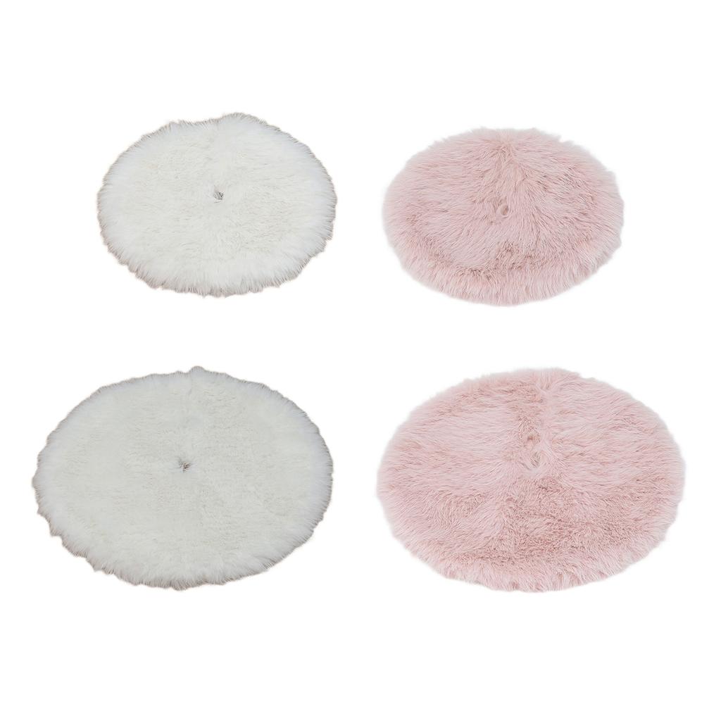 Large Christmas Tree Skirt Soft Long Pile Fabric Plush Mat for Festival Home Decoration Solid Color Tree Base Ornament