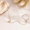18K Gold Plated Stainless Steel Clover CZ Hand Chain Bracelet Ring Connected for Women Dainty