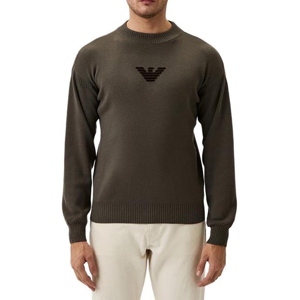 EMPORIO ARMANI Logo Flocked Crewneck Knitted Jumper EM0005-15AF1-2177