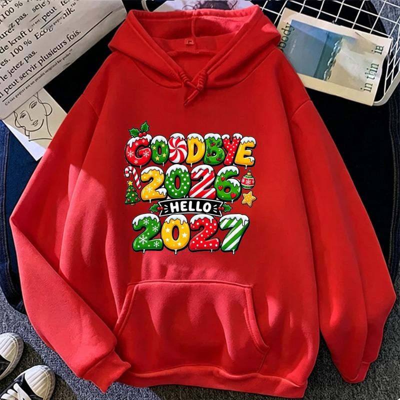 Goodbye 2026 Hello 2027 Christmas Hoodie New Year Sweatshirt Holiday Pullover Tracksuits Hooded Sweatshirt