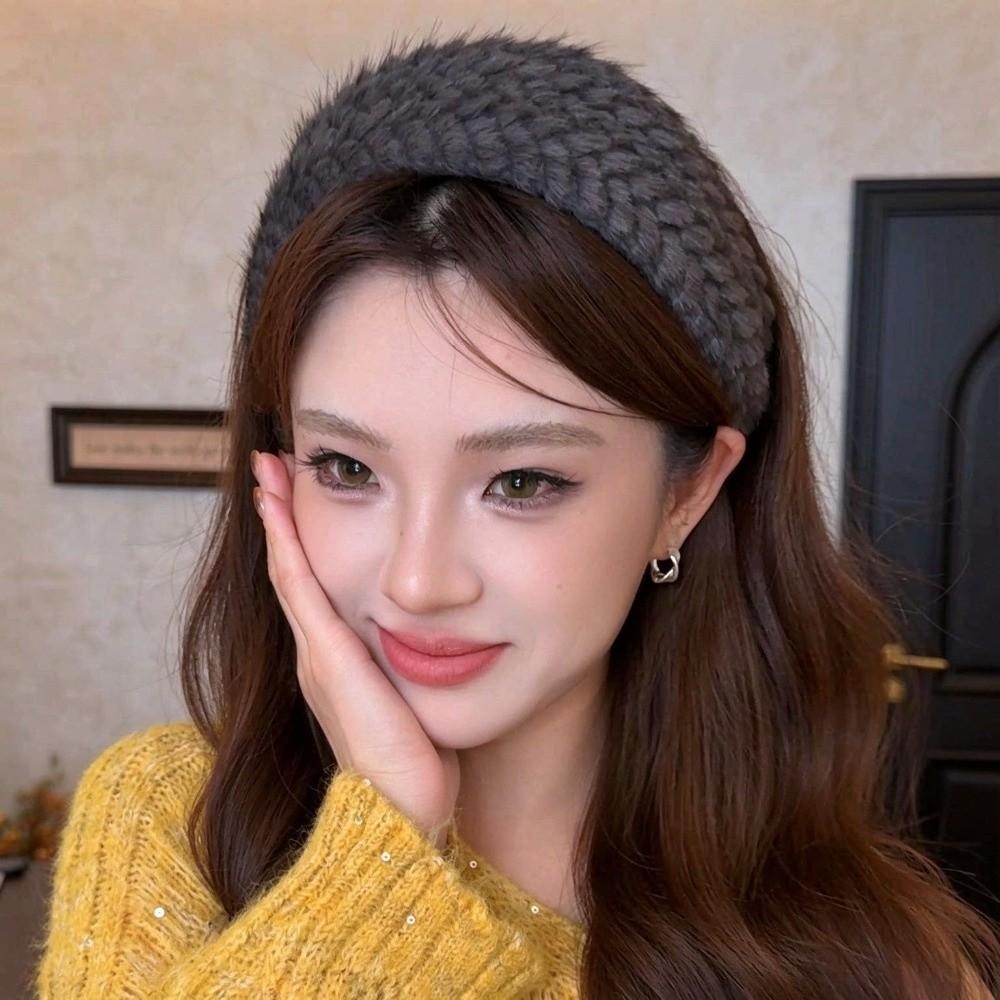 Wide Edge Plush Hairband Weaving Texture Head Wraps High Quaity Women's Headband Hair Accessories