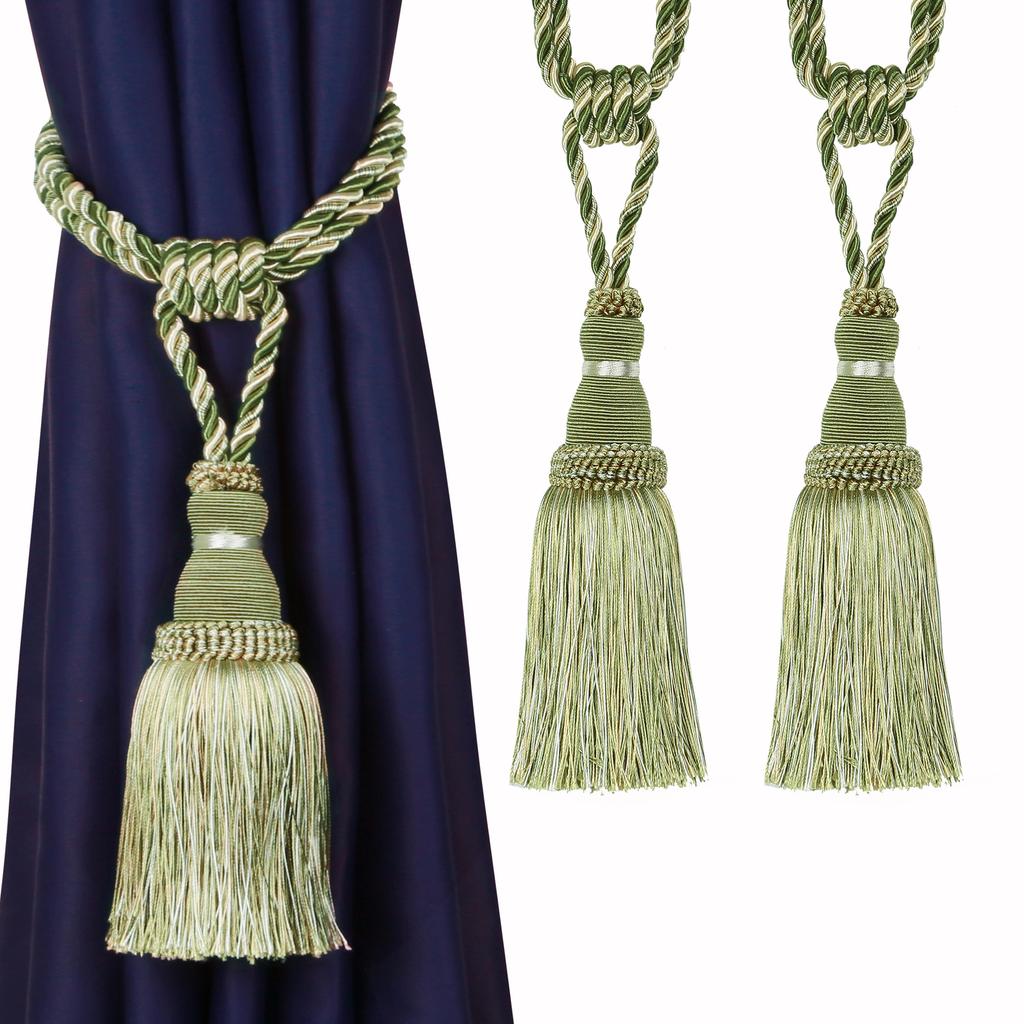 1&2 Pièces Embrasses de Rideaux Décoratives Fait Main Élégantes Cordelettes Pompons Retenues pour Rideaux Décor Accessoires de Pièce Support de Rideau