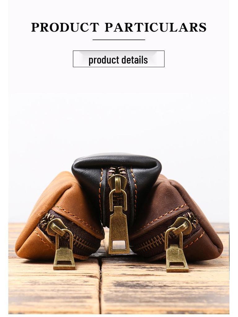 Echtes Leder Münzbörse & Schlüsseletui - Unisex Crazy Horse Leder Handliche Aufbewahrungstasche