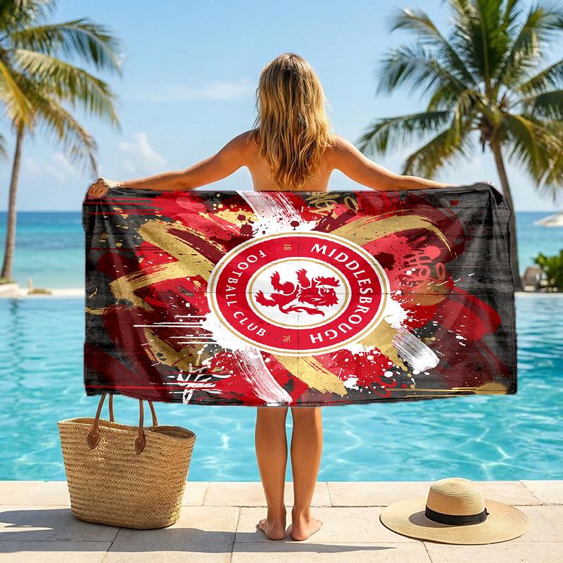 Stampa Middlesbrough FC Asciugamano da Spiaggia Quick Dry Microfibra Assorbente Portatile da Viaggio Asciugamano per Nuoto