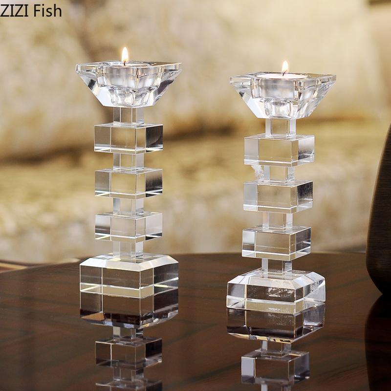Minimalism Transparent Crystal Candle Holder Candlestick Desk Decoration Wax Melt Burner Aroma Diffuser Home Aroma Container