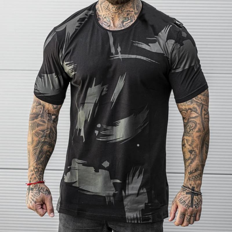 

Мужская футболка с D-принтом, футболка с круглым вырезом и короткими рукавами с небрежными граффити, мужская футболка с короткими рукавами 6XL чёрный