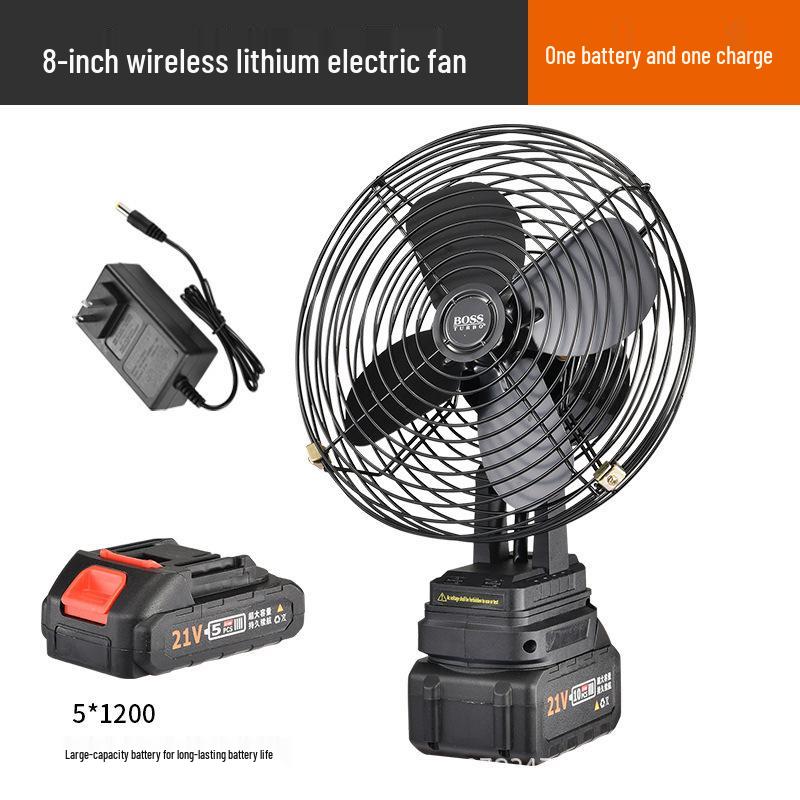 8-inch Rechargeable Desk Fan: Wireless, Lithium Battery, Ideal for Office or Dorm.