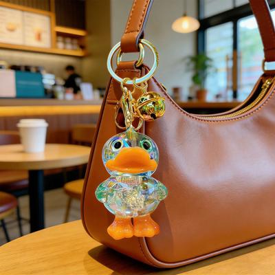 Portachiavi Trasparente Colore Macaron Perline Portachiavi con Ciondolo Anatra Portatile Anti-Perdita Portachiavi per Borsa del Telefono