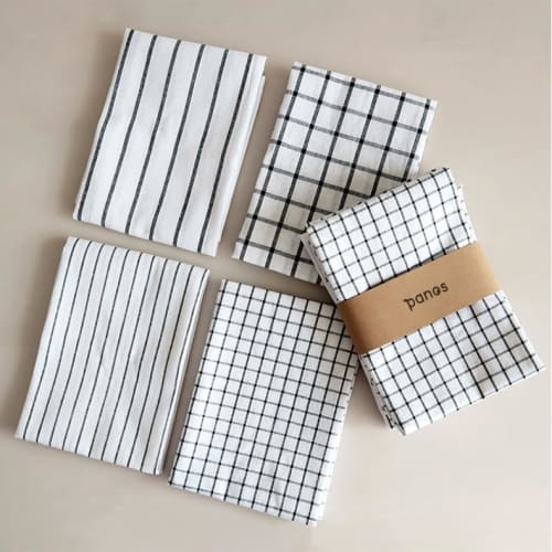 Panos 100% Cotton Kitchen Towels, Nordic Style, Set of 2, 50x70cm, Check Pattern