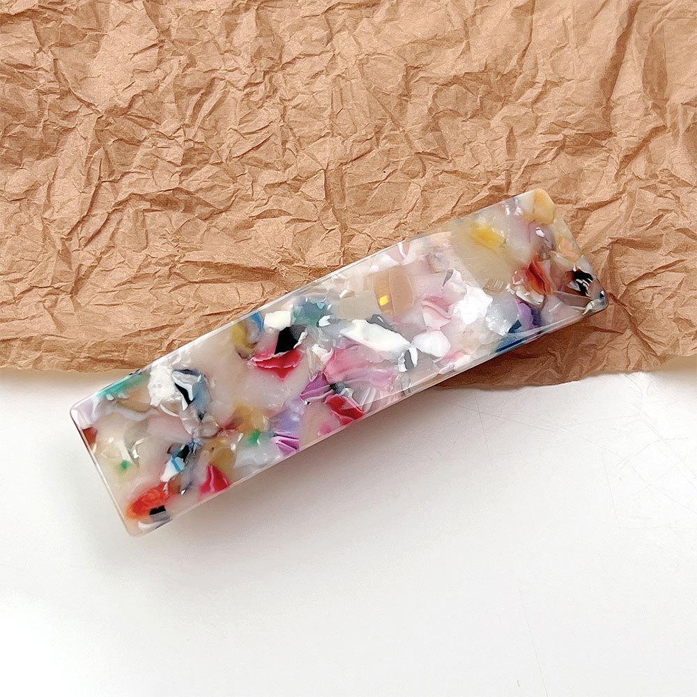 New Mori elegant acetic acid hairpin French temperament square one-word bangs side disc hair headdress spring Acetate sheet