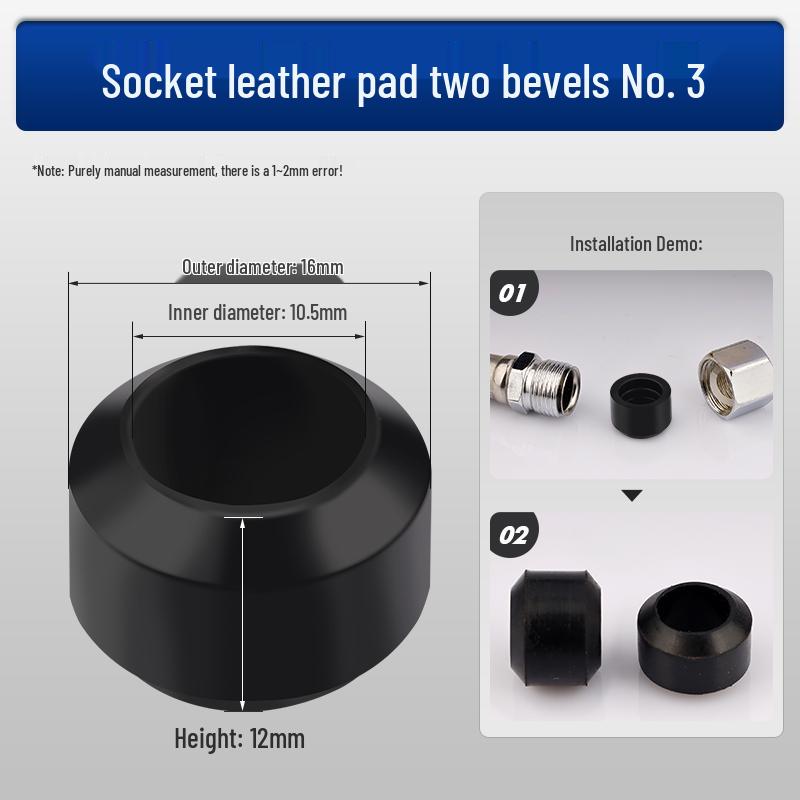 Stainless Steel Corrugated Hose Nut with No-Impact Wave Screw, Seal Ring, Leather Pad, Pressure Relief Valve Interface, and Fastener Gasket