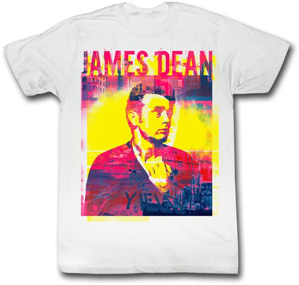 James Dean 1950 s Icon Pink Yellow Blue Color Photo Men s T Shirt XXL