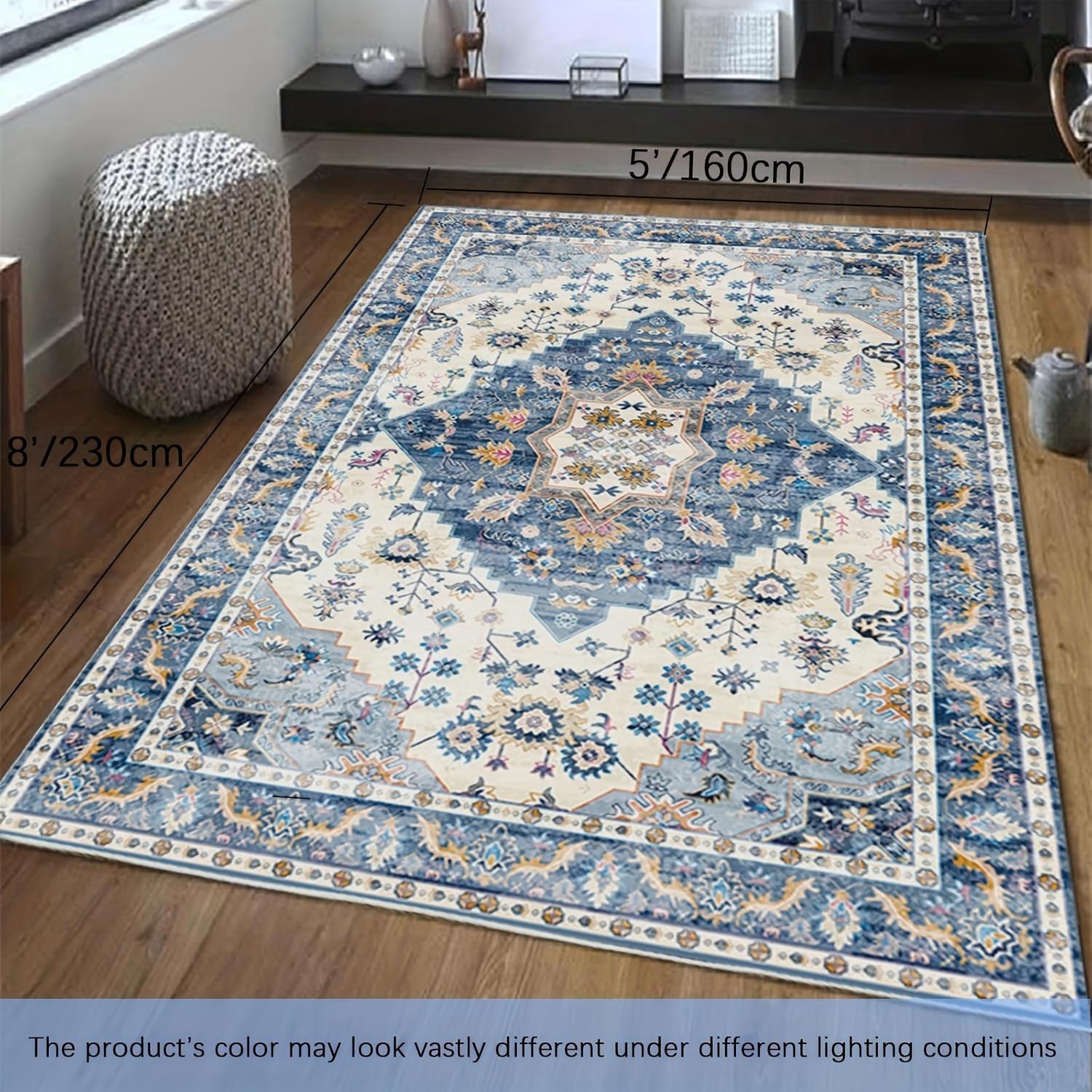 

Vintage Persian-Style Velvet Area Mat with Golden Accents – Soft, Non-Slip, Machine Washable for Living Room, Bedroom, Kitchen, 60x90cm