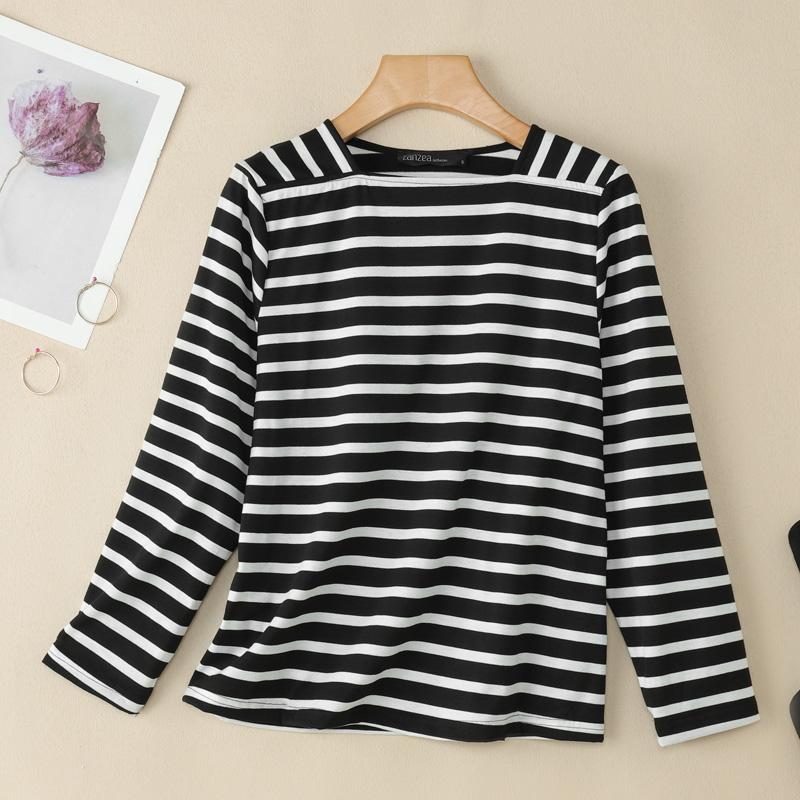 ZANZEA Moteriška atsitiktinė palaidinė su kvadratine apykakle ilgomis rankovėmis