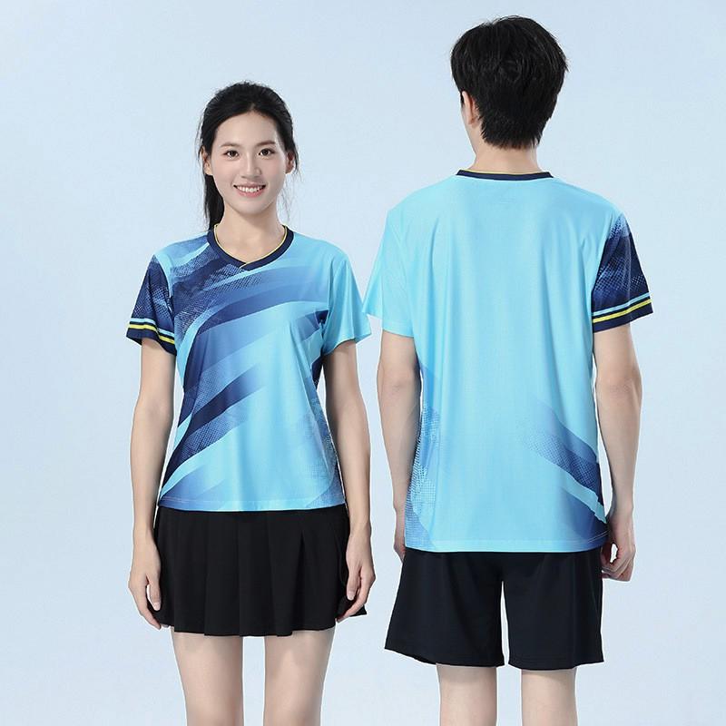 Quick-Dry Badminton Sport Set Men Women - Breathable Short Sleeve Top Matching Bottoms Training Competition