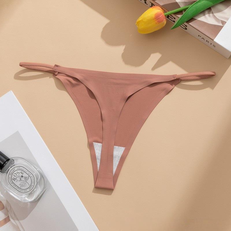 Seamless Ice Silk T-back Panties: Sexy, Thin Strap, Plus Size Women's Underwear