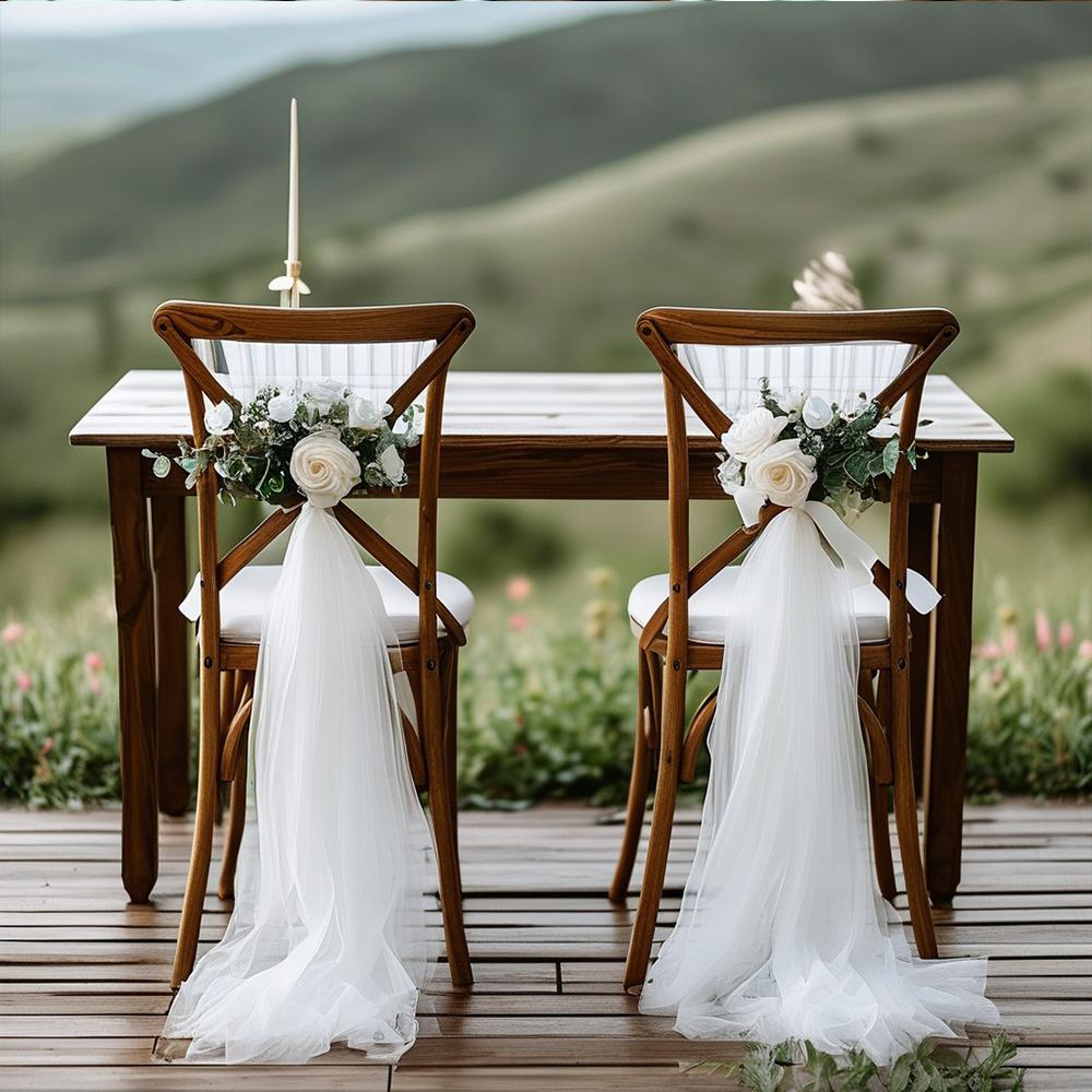 Set of 10/50 Chair Sashes Elegant Wedding Chair Decor Semi-Sheer Tulle for Wedding Parties Churches Christmas Aisle Accent