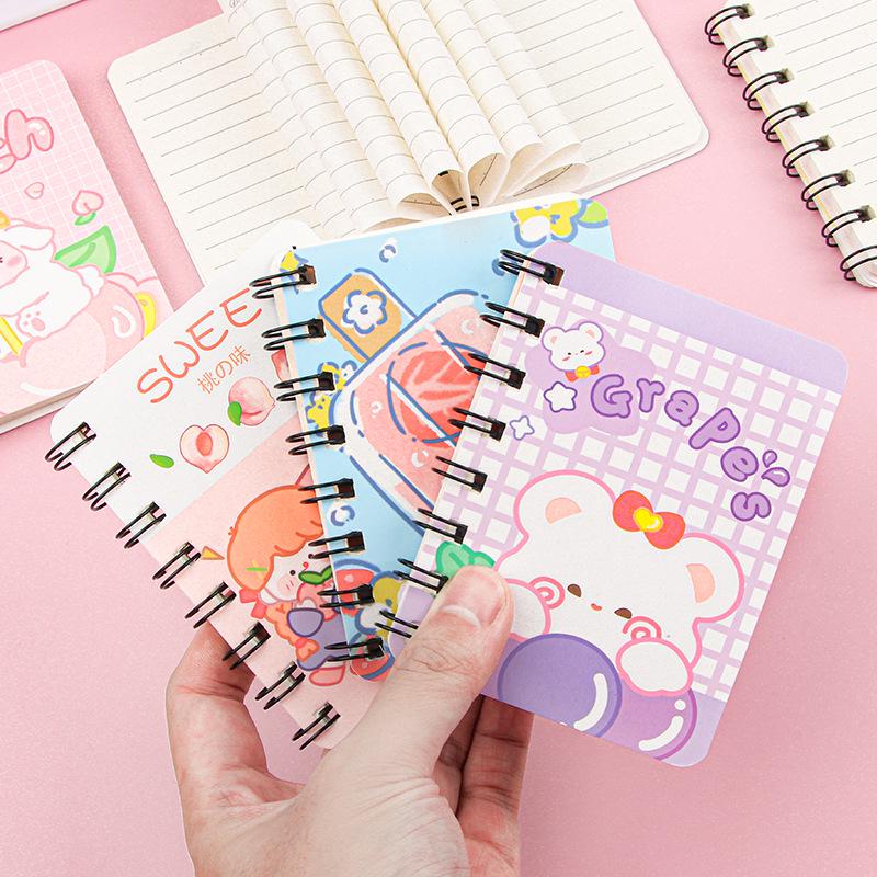 Cute Mini Cartoon Coil Notebook - Portable Pocket-Size Study Journal for Students