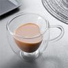 Double-Wall Heart-Shaped Glass Mugs with Handle, 240ml, Set of 2