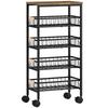 Metal Kitchen Trolley, 4-Tier Storage Trolley with Pull-Out Baskets and 4 Swivel Casters for Kitchen, Rustic Brown