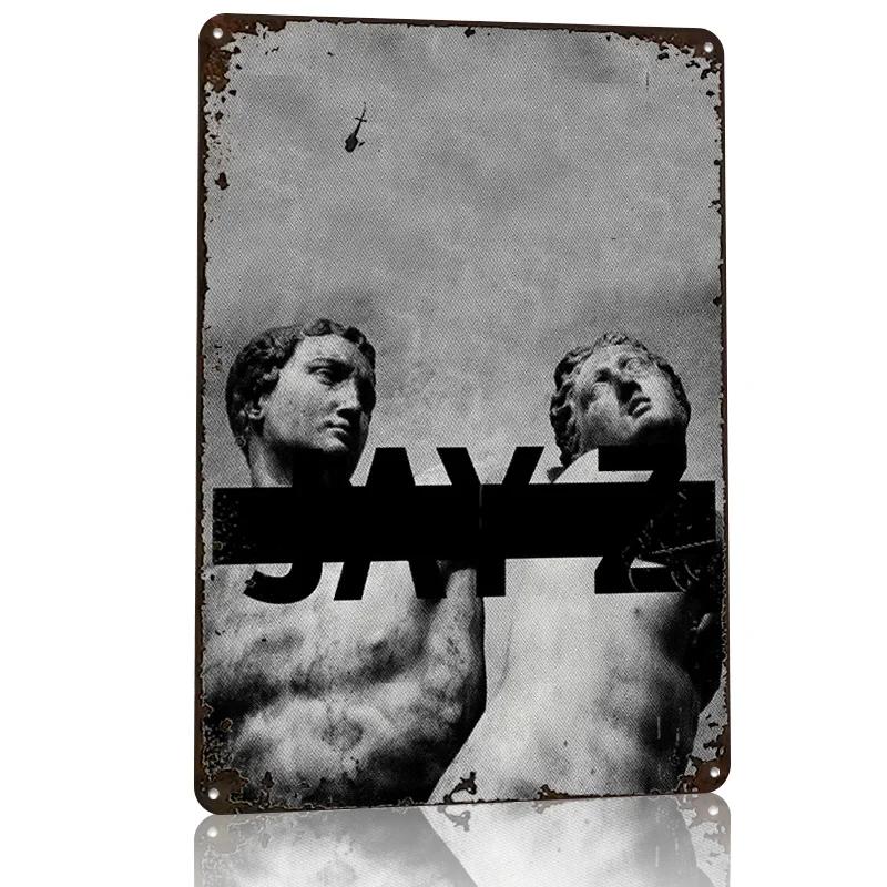 JayZ Rapper Hip Hop Music D Texture Metal Poster Customized Wall Art Tin Sign Gift for Mancave Gaming Room Decoration Man Home