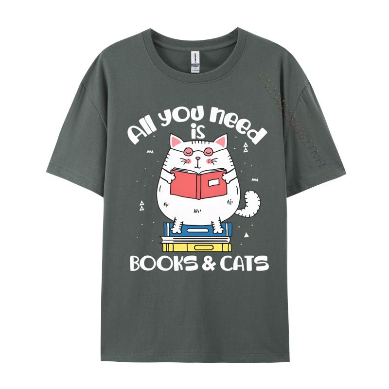 T-shirts Drôles pour Hommes Tout Ce Dont Vous Avez Besoin Ce Sont Des Livres Chats T-shirts Lire Livre T-shirt Mode Coton T-shirts Personnalisé Nouveaux Hauts T-shirts