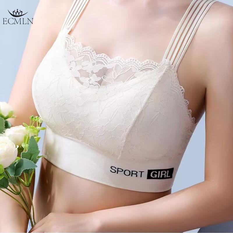Sexy Lace Beautiful Back Wrap Vest with Breast Pads Large Size Anti-exposure Bottoming Chest Wrap Bra Underwear Bralette for Women