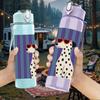 1PC Spotted Dalmatian Bust 750ml Color Plastic Sports Water Bottle Leakproof Flip Straw Lid For Sports Office Home Use