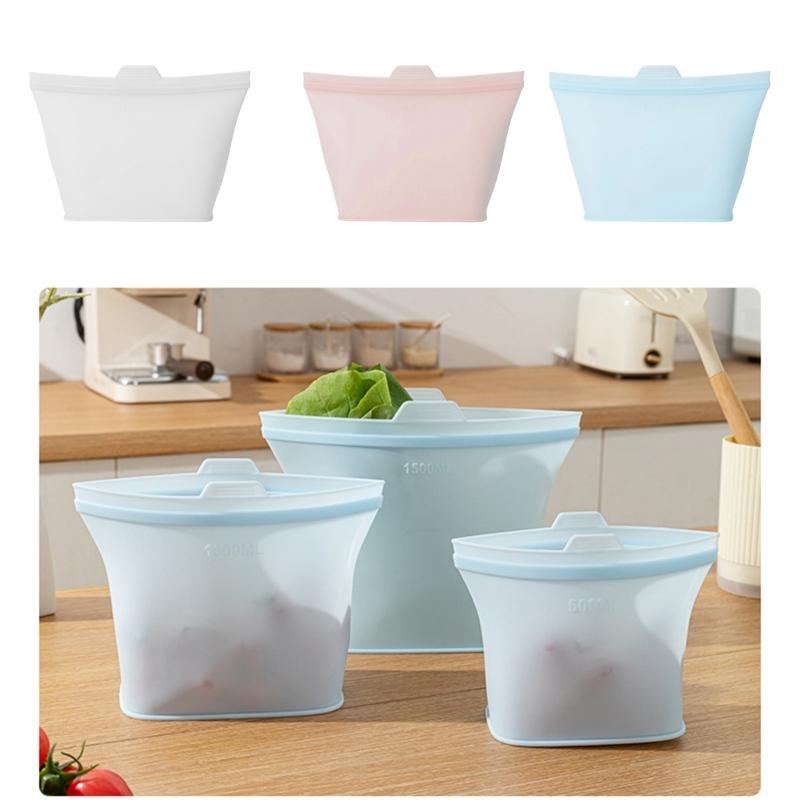 User Friendly Kitchen Storage Bags Made Of Premium Silicone With Airtight Seal Ideal For Leftovers Snacks Meal Preps