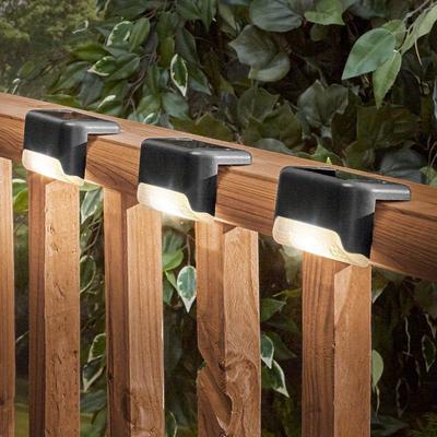 4pc Solar Outdoor LED Decorative Step Lights, Garden Walk Fence Lights for Balconies, Yards, Courtyards and Path Lighting