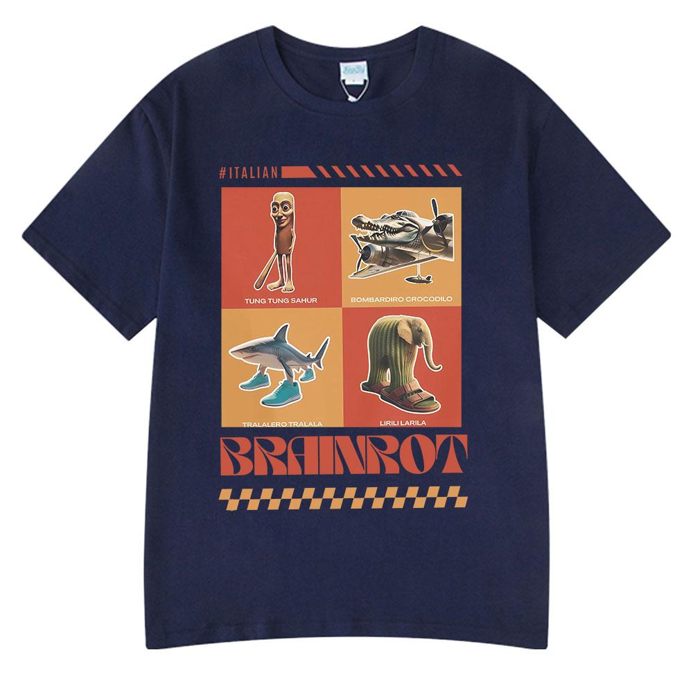 Italian Brainrot Funny Meme T-shirts Tralalero Tralala Tung Tung Tung Sahur Bombardiro Crocodilo Lirili Larila Men Women T Shirt